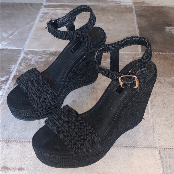 topshop black wedges